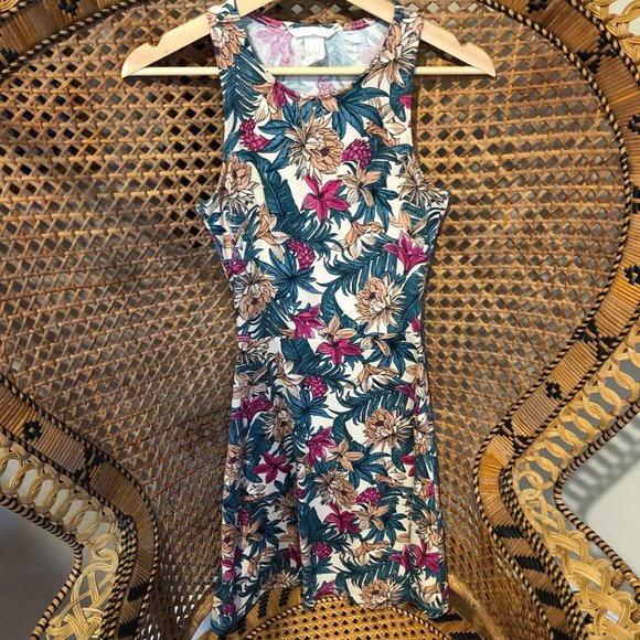 Boho Tropical Floral A Line Fit and Flare Dress - Picture 2 of 3
